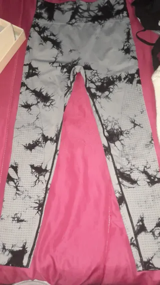 Leggings fantasia tie-dye grigio nero