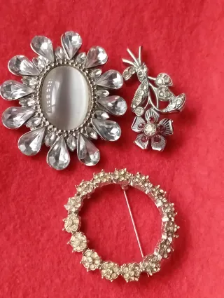 Lote 3 Broches Vintage Flor y Círculo