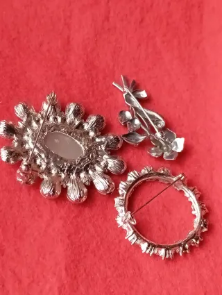 Lote 3 Broches Vintage Flor y Círculo