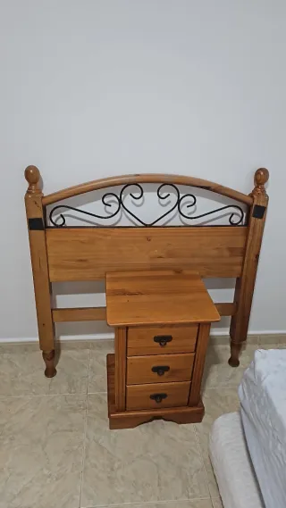 Cabecero cama 90 y mesita madera