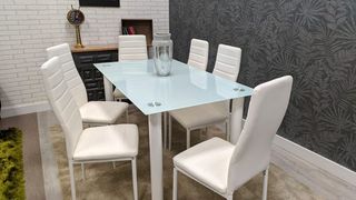 Mesa Comedor Cristal templado con 6 Sillas NUEVO