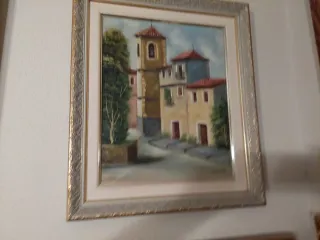 Cuadro vista pueblo calle