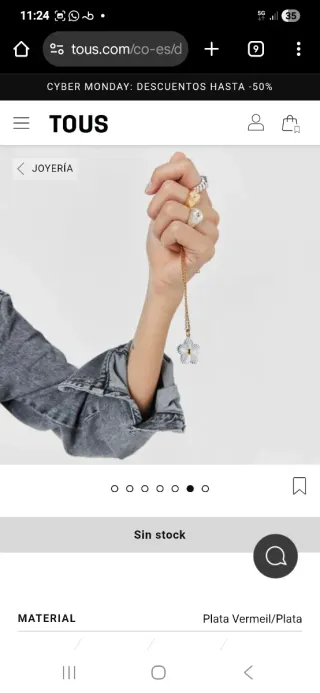 Colgante Tous Flor Plata y Oro