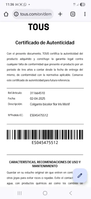 Colgante Tous Flor Plata y Oro