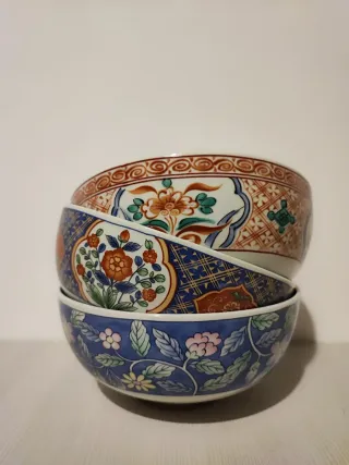 Set 3 Ciotole Donburi Ceramica Giapponese Arita
