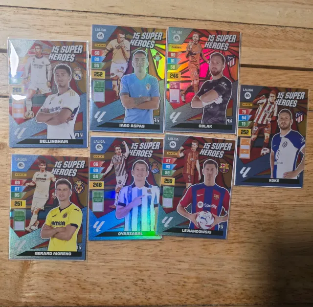Lote 7 cartas fútbol LaLiga 15 Super Heroes