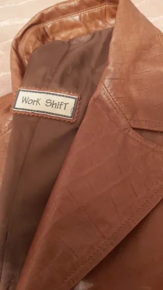 ABRIGO Gabardina de Piel Auténtica Marrón