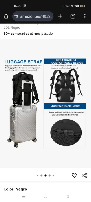 Mochila de viaje 20L Negro