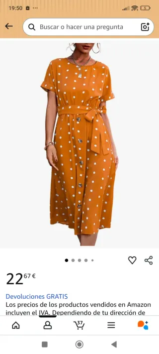 Vestido amarillo lunares talla única