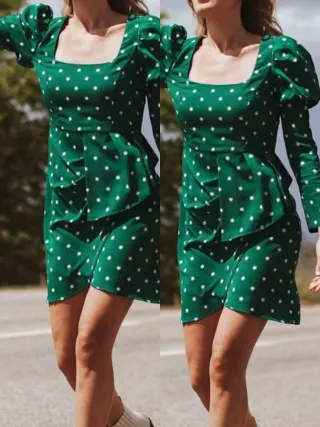 Vestido verde con estrellas blancas