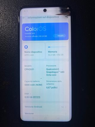 Oppo A60 256GB funzionante ma con lcd rovinato