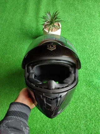 Casco Moto Integral Talla S Negro Pintura Carbono