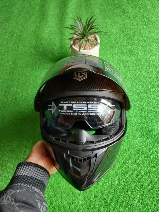 Casco Moto Integral Talla S Negro Pintura Carbono