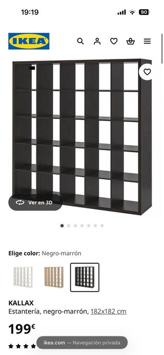 Estantería Ikea Kallax 182x182 cm Negra
