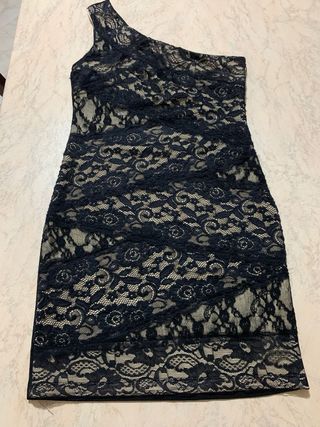 Abito monospalla in pizzo nero da donna Pinko