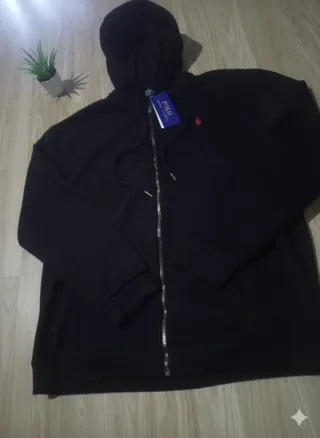 Sudadera Ralph Lauren Negra Cremallera Capucha Tal