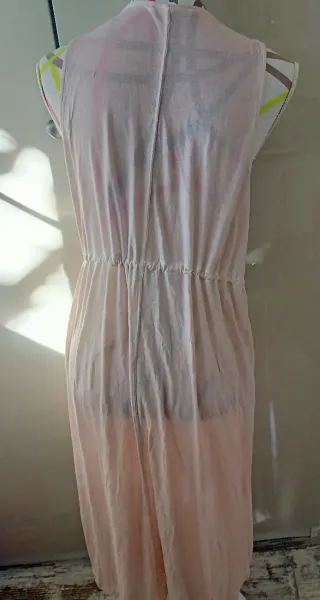 Vestido o chaleco largo de verano rosa pálido T-L