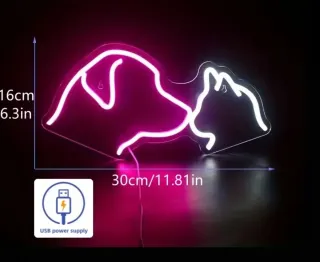 Lampada Neon Led "Cane & Gatto"