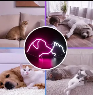 Lampada Neon Led "Cane & Gatto"