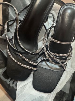 Sandali Cuccoo neri con strass tacco 40