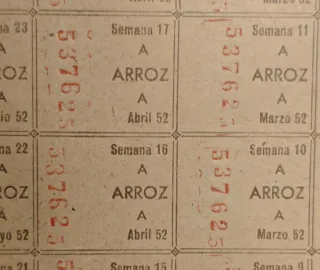 Cartilla Racionamiento 1952 3ª Cat.