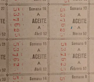 Cartilla Racionamiento 1952 3ª Cat.