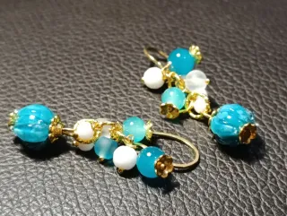 Orecchini Murano Giada Acciaio Oro