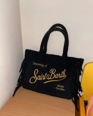 Borsa MC2 Saint Barth nera con frange