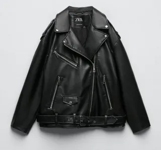 CAZADORA Biker Efecto Piel Oversize Zara
