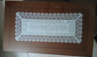 Mesa de comedor madera y cristal 120x70