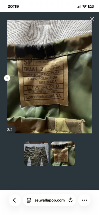 Lote Ropa Camuflaje