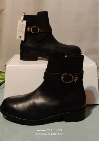Botines Tommy Hilfiger Piel Negro Mujer