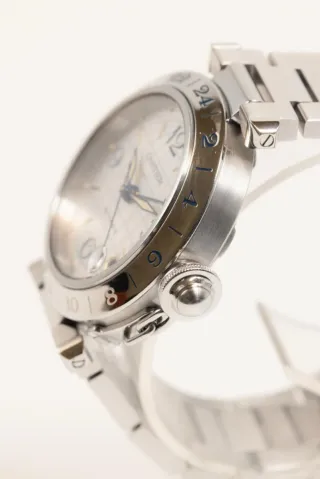 Cartier Pasha GMT Data Argento Bianco