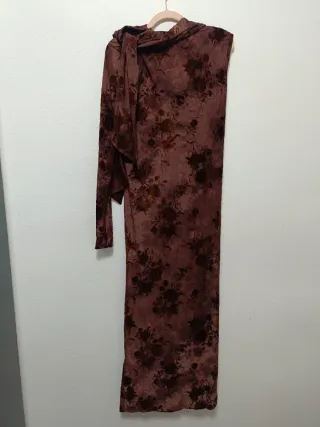 Vestido largo asimétrico jacquard Flocado Zara L