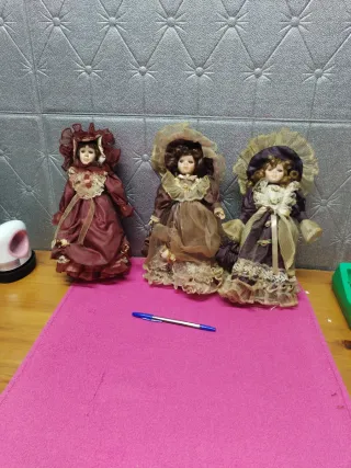 Lote 3 Muñecas Porcelana Vintage