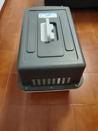 Transportín perro gato gris y blanco