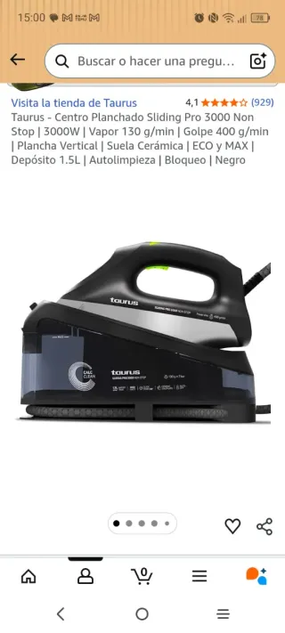 Plancha Taurus Sliding Pro 3000W Negra