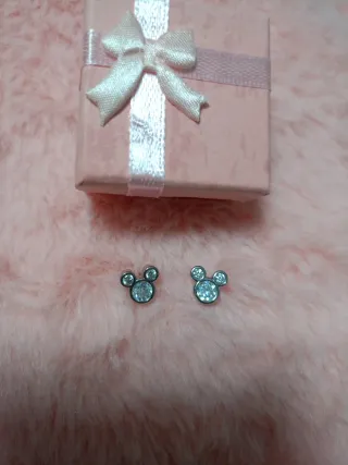 Pendientes Plata Ley 925 Mickey Brillantes