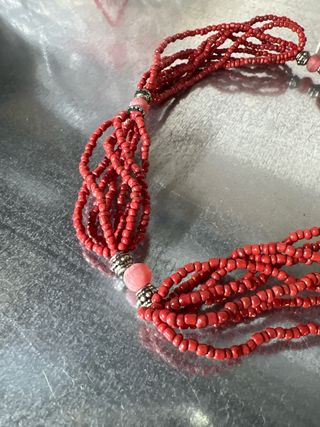 Collana etnica corallini artigianale rossa