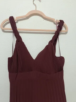 Vestido Zara midi plisado rosa Talla M