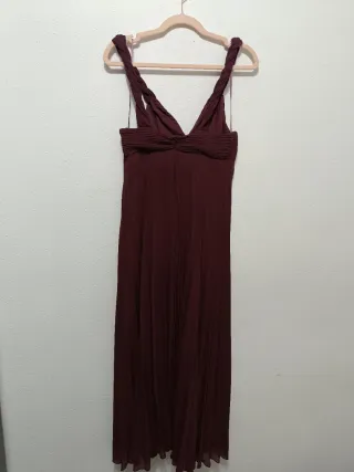 Vestido Zara midi plisado rosa Talla M