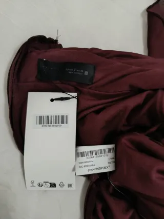 Vestido Zara midi plisado rosa Talla M