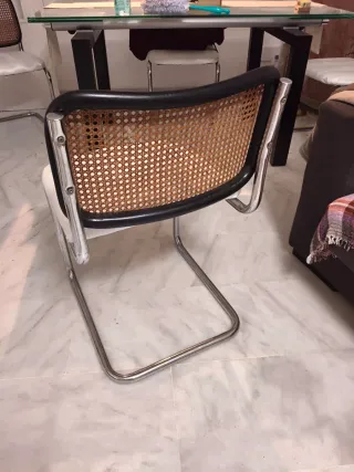 Sillas de comedor vintage con ratán