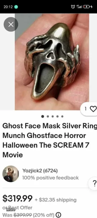 Scary movie 925 plate Anillo Diseño Calavera Manos