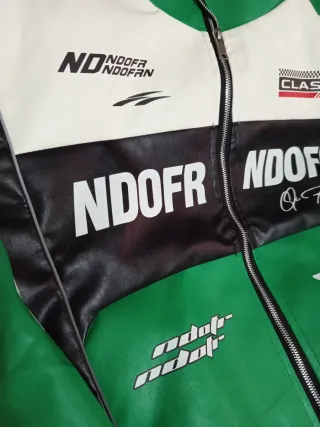 Chaqueta Biker Motera Verde y Negra