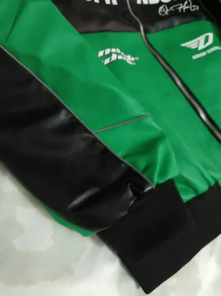 Chaqueta Biker Motera Verde y Negra