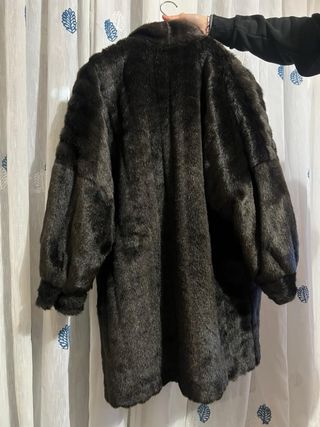 Abrigo efecto visón azul y marrón
