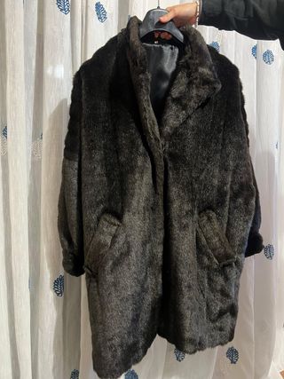 Abrigo efecto visón azul y marrón