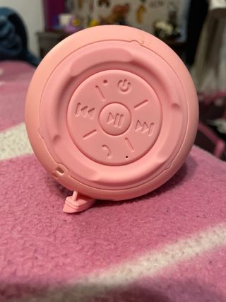 Altoparlante Bluetooth portatile rosa e bianco