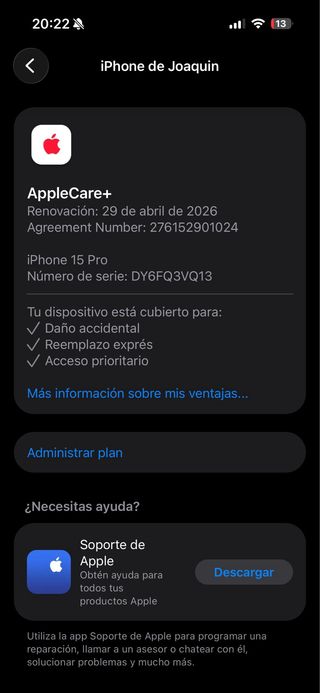 iPhone 15 Pro Azul con Apple Care